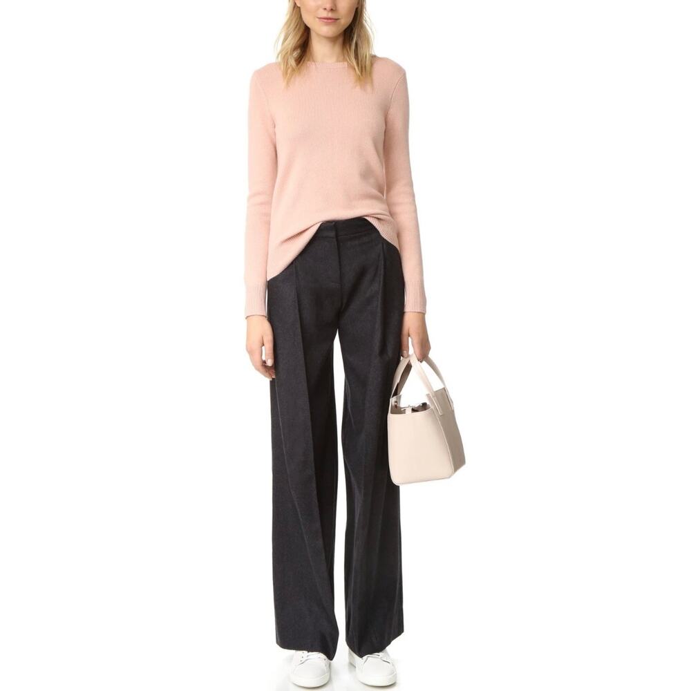 THEORY Salomina Tie Back Cashmere Sweater Women Small Pink Crew Neck Long Sleeve - Picture 2 of 15